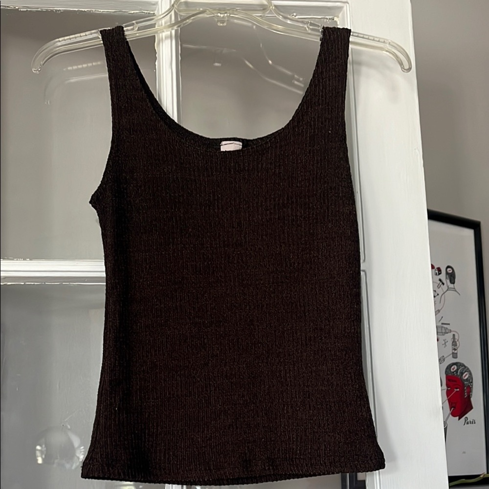 Y2K Very stretchy metallic brownish top